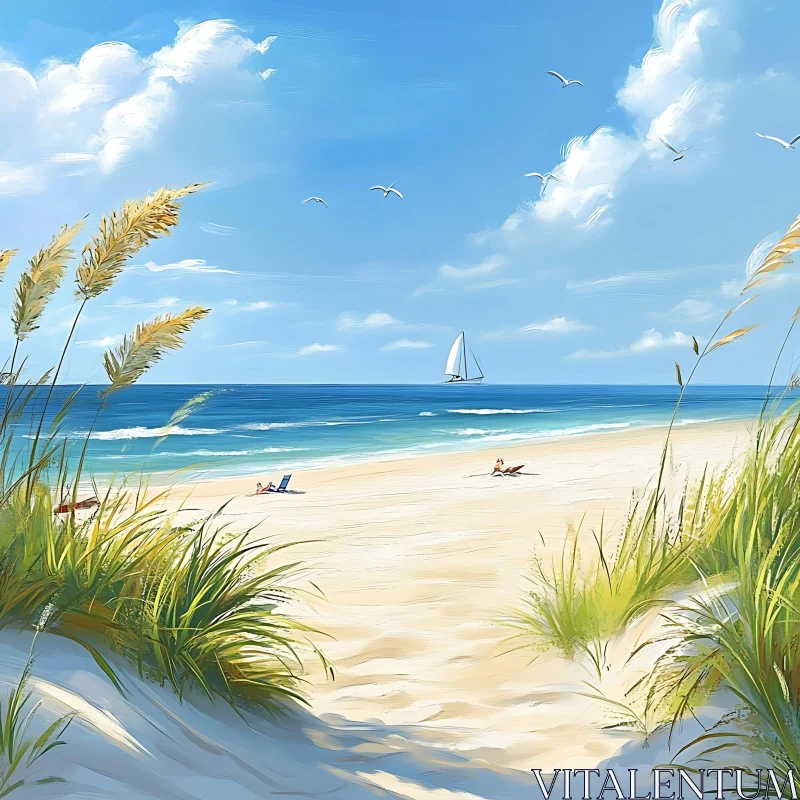 AI ART Coastal Tranquility Painting