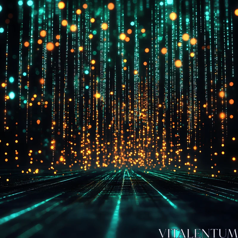 Teal and Orange Light Streaks Abstract AI Image