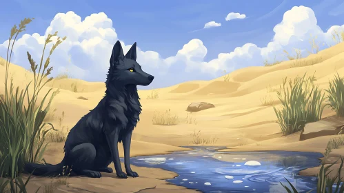 Desert Wolf by the Water