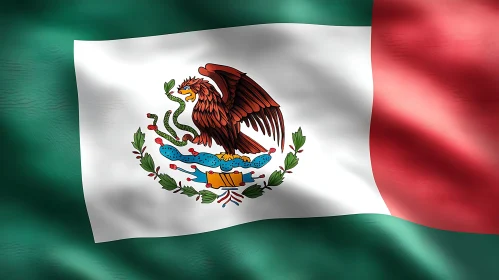 Mexican Flag with Eagle Symbol