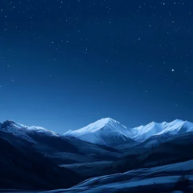 Nightscape of Mountains and Stars