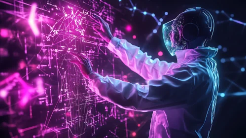 Neon Lit Metaverse Interaction Concept