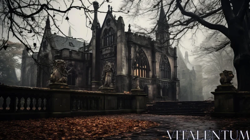 Mysterious Gothic Castle: A Haunting Halloween Scene AI Image