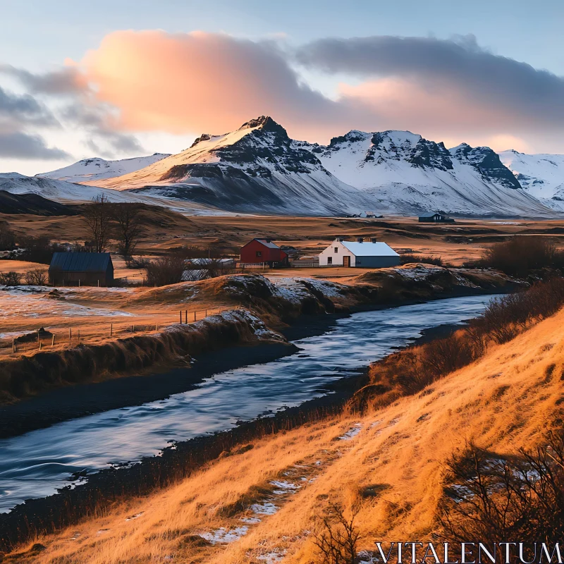 Majestic Mountain View in Iceland AI Image