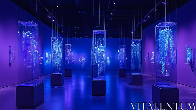 Sculptures in Blue Light Art Gallery