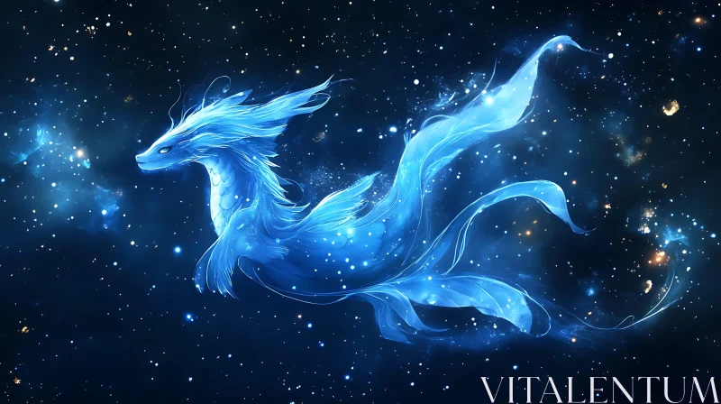 Blue Dragon in Starry Sky
