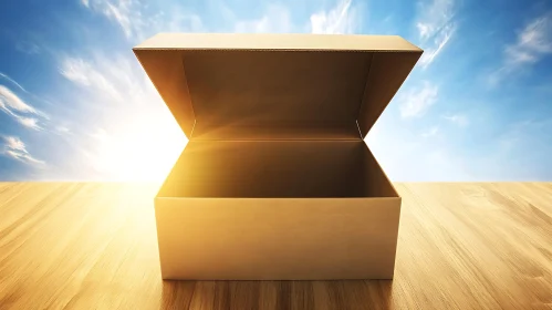 Empty Box with Sky Background