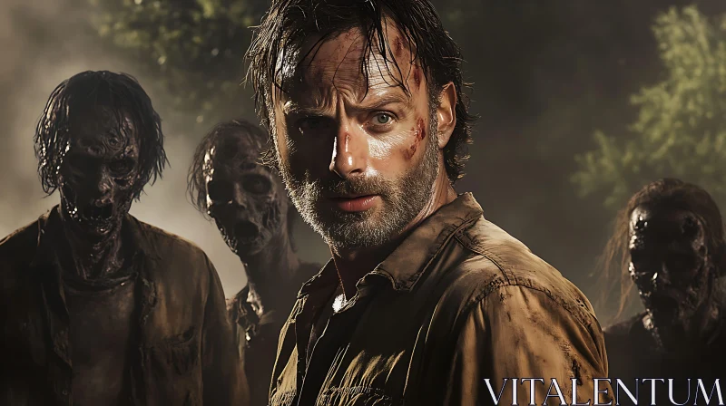 Distressed Man and Zombies