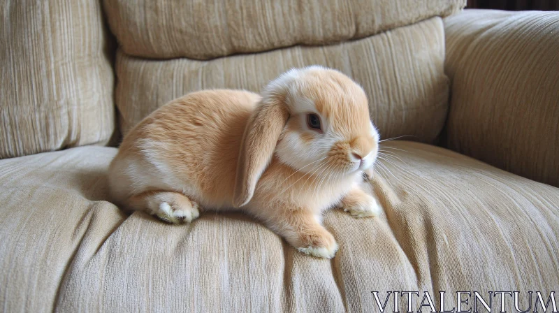 Restful Rabbit on Neutral Sofa