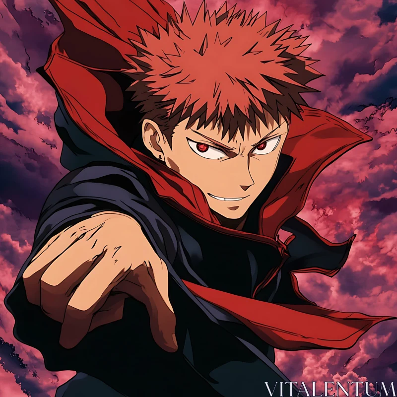 Dynamic Anime Scene with Red-Haired Character