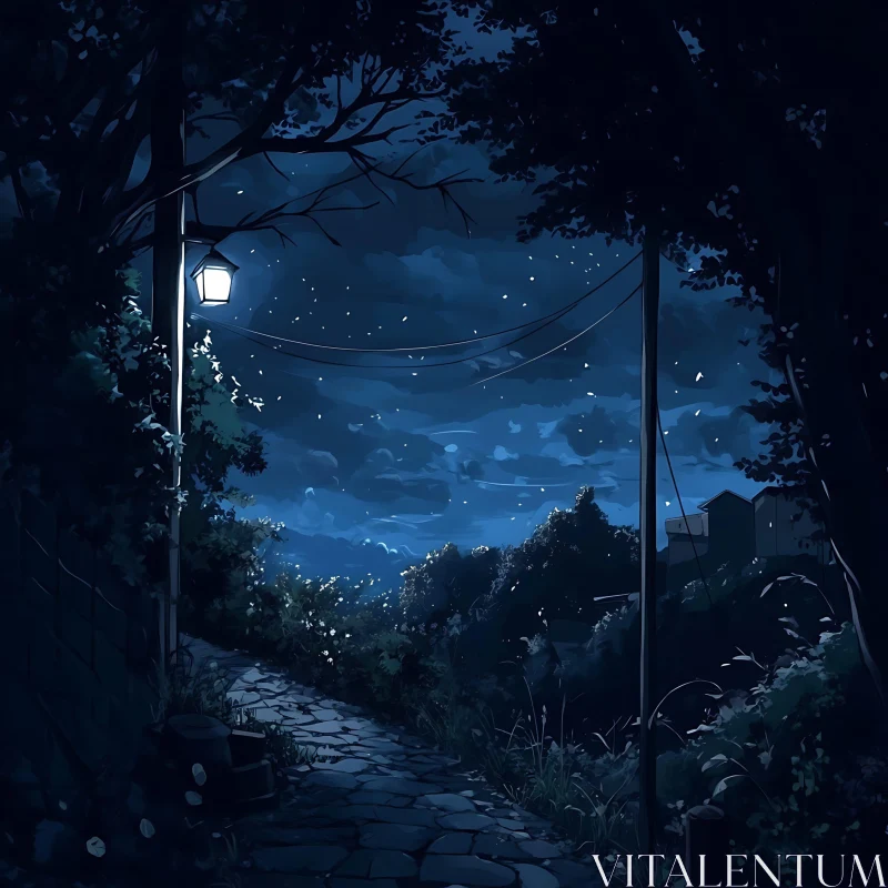 Peaceful Night Pathway Under Stars