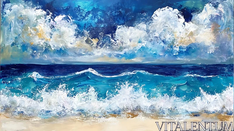 Turquoise Waves Crashing on Sandy Beach
