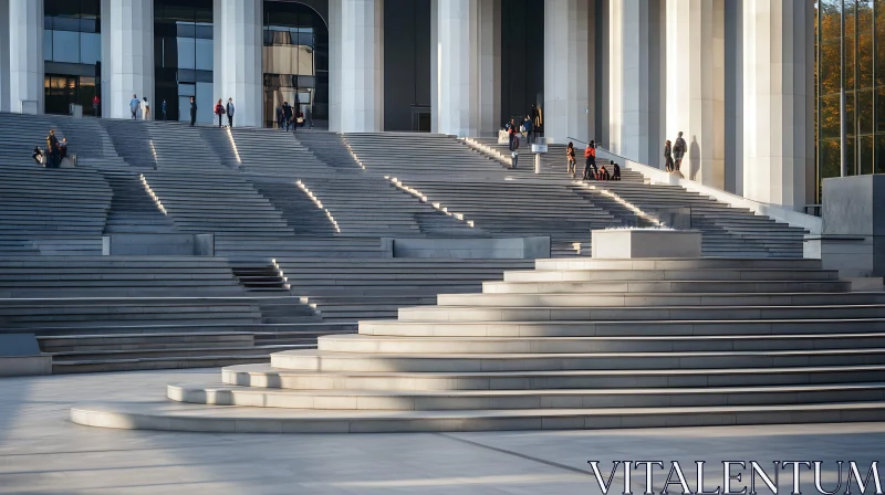 Grand Staircase and Modern Columns in Urban Setting