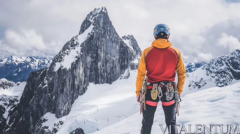 Alpine Climber's Snowy Mountain Vista