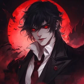 Anime Vampire with Crimson Eyes