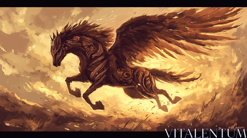 Winged Horse Soaring Artwork