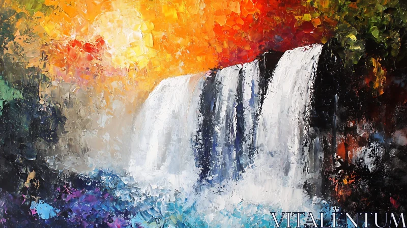 Waterfall Painting with Palette Knife Strokes