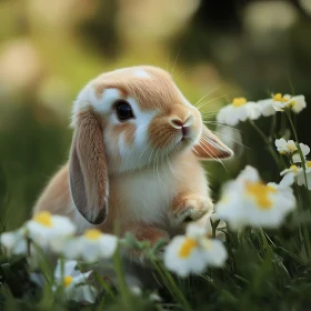 Delicate Bunny with Flowers