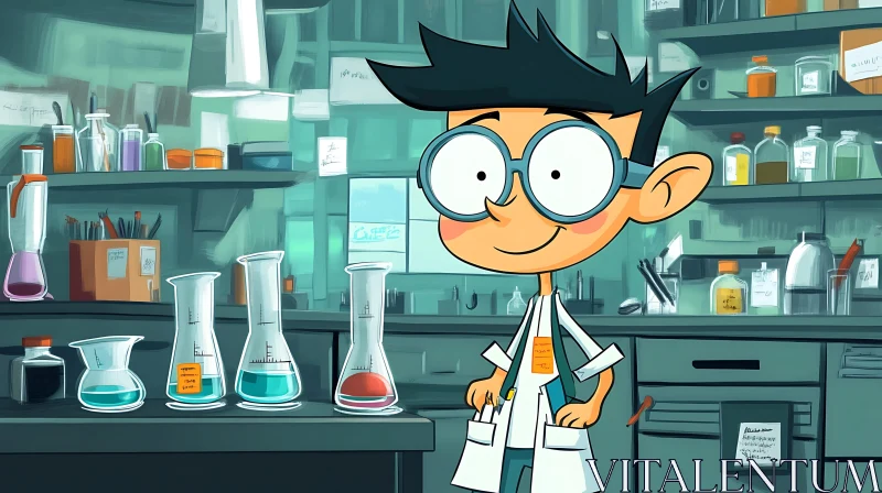 Young Scientist Cartoon Character AI Image