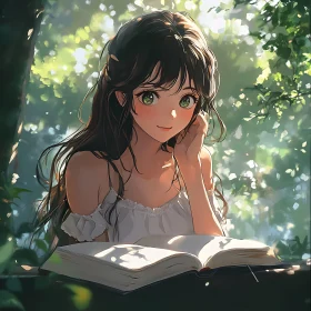 Serene Anime Girl in Nature