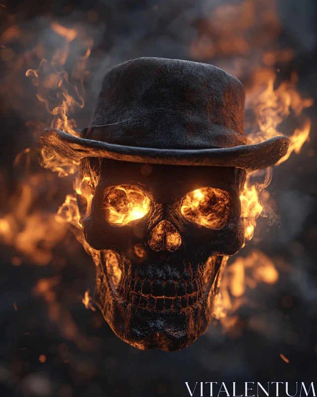Fiery Skull Portrait with Fedora