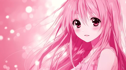 Dreamy Anime Girl with Pink Hair