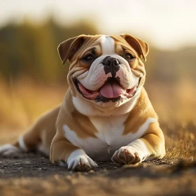 Cute Bulldog Enjoying the Outdoors