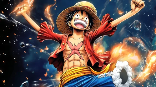 Dynamic Anime Figure Radiating Energy