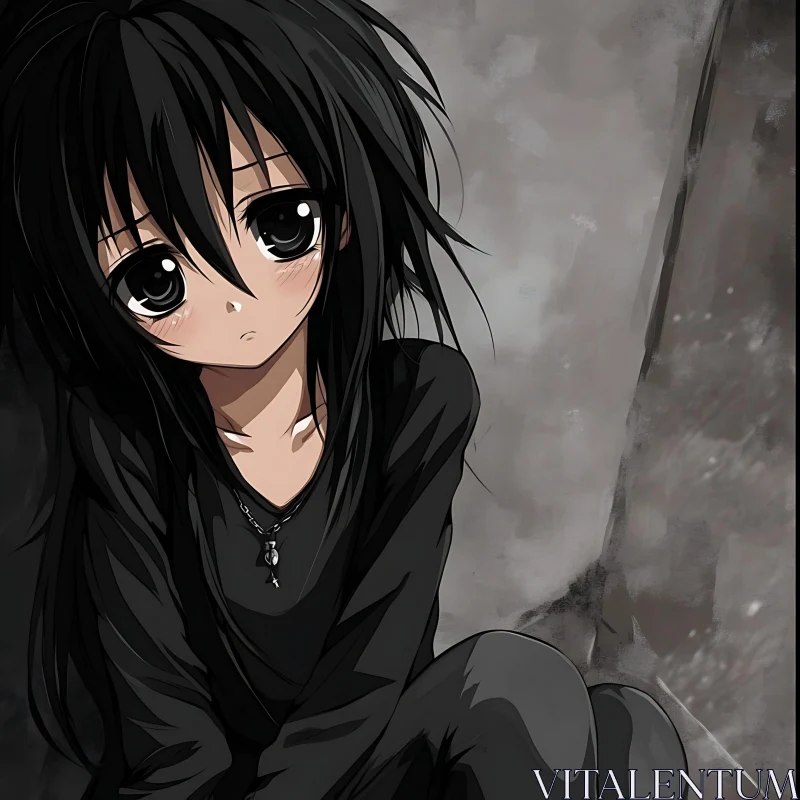 Contemplative Anime Girl with Big Eyes