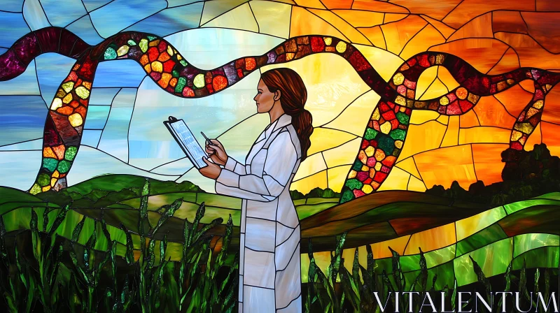 Laboratory Scene in Stained Glass Art