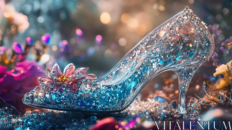 Fantasy Glass Shoe with Decorative Crystals