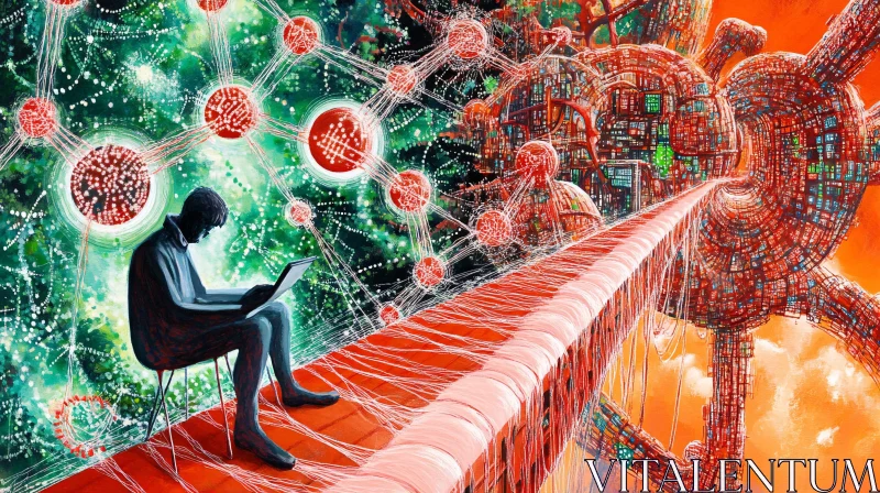 Abstract Digital World: Man and Laptop