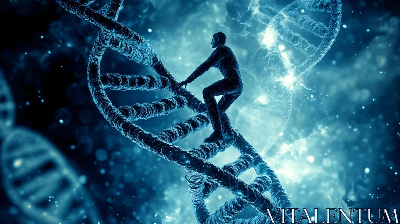 Genetic Ascent: Man on DNA Helix