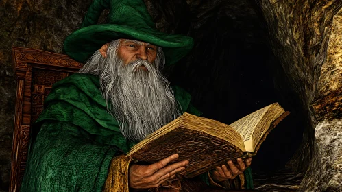 Mystical Wizard In Cave