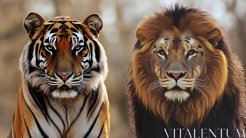 Tiger and Lion - Feline Majesty AI Image