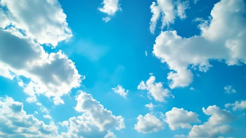 Fluffy Clouds in Azure Sky