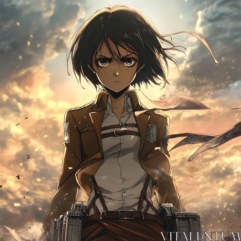 Determined Soldier in Anime Style
