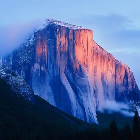 Sunset Over Mountain Cliff