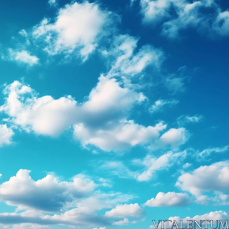 Fluffy Clouds in Azure Sky