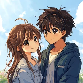 Anime Couple in an Outdoor Setting