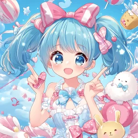 Kawaii Girl in Playful Setting
