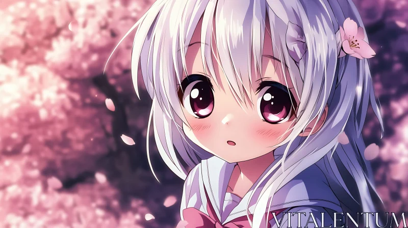 AI ART Anime Girl Amidst Cherry Blossoms