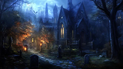 Night Cemetery View