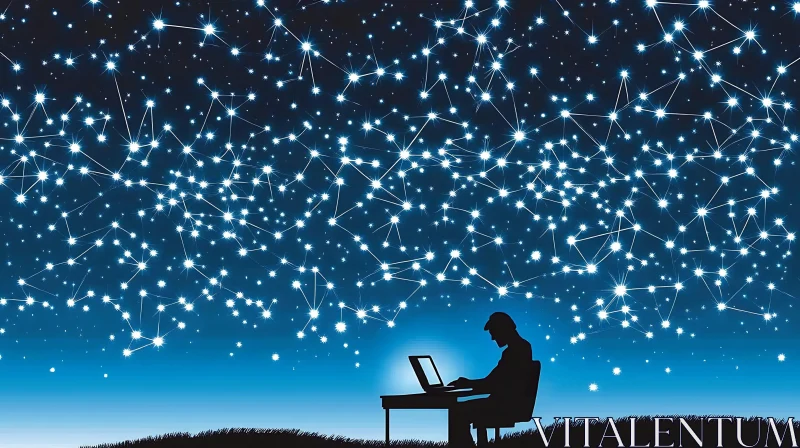 AI ART Digital Connectivity Under Starry Sky