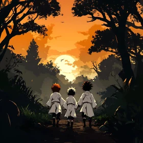 Sunset Stroll in the Forest