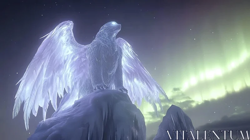 Winged Eagle on Ice Mountain AI Image