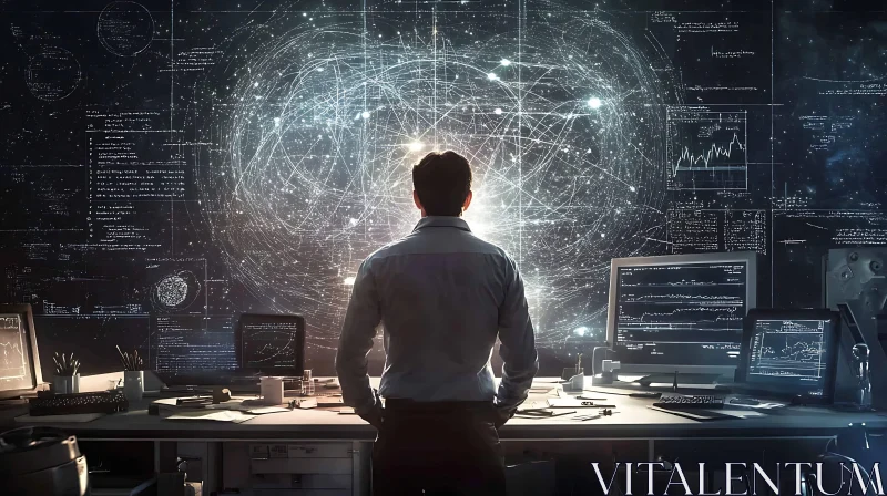 Man Analyzing Data on Multiple Screens