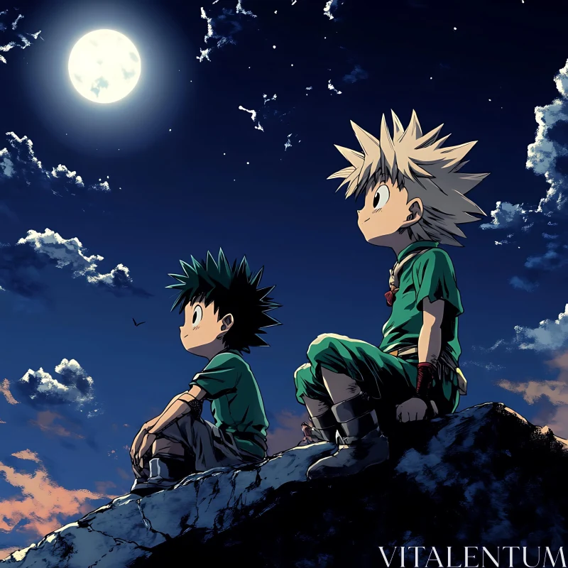 Characters Stargazing Anime Scene
