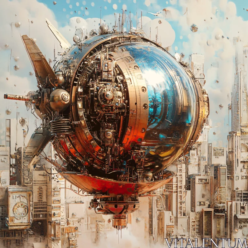 Advanced Spherical Device in a Sci-Fi City