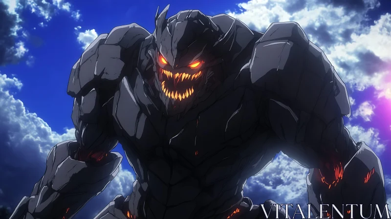 Fiery-Eyed Demon Overlooking the Sky